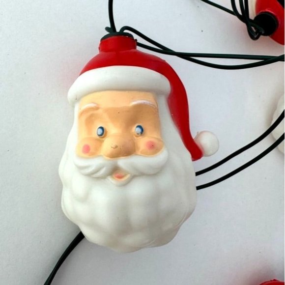 Gemmy Blow Mold Christmas Santa String Light Set Battery Operated Set of 10 - Picture 1 of 11